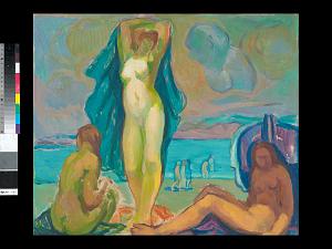 AUGUSTIN FERRANDO 1880-1957 16 - Baigneuses sur la plage d'Ain-Taya